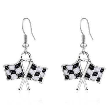 Imagem de QUSIJIA Brincos pendentes de corrida para mulheres, presente de corrida de carro, presente de corrida de arrancada, brincos para fãs de corrida de corrida, trumpet, Metal, Sem pedra preciosa