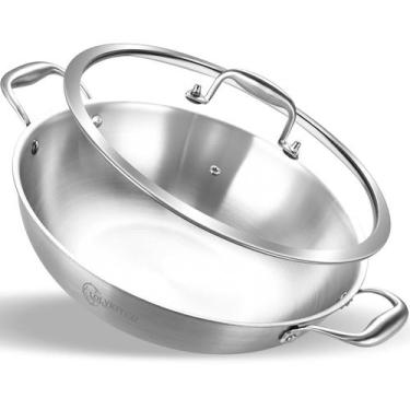 Imagem de Panela de Wok LOLYKITCH Tri-Ply em aço inoxidável 5,2 L com tampa