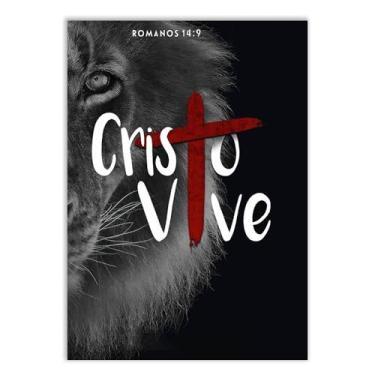 Imagem de Placa Decorativa Religioso Romanos 14 9 Cristo Vive Decoração Quarto Sala