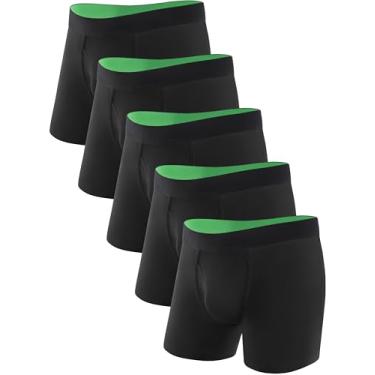 Imagem de TIICHOO Cueca boxer masculina lavável com absorção frontal à prova de vazamento, pacote com 5 (GG, 5 preta)
