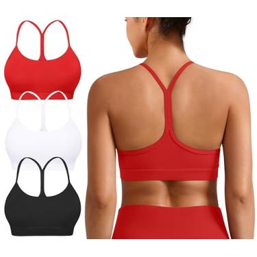 Imagem de Sutiã esportivo acolchoado com costas em Y para mulheres – costas nadador com alças finas de baixo impacto para ioga e treino, Cor 2, M