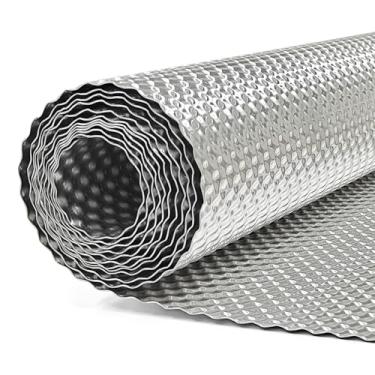 Imagem de Aggsound Escudo térmico automotivo de escapamento de 40,6 cm x 101,6 cm, kit de proteção térmica de alumínio em relevo com 20 laços de zíper de aço inoxidável, cabo de metal para silenciador de carro