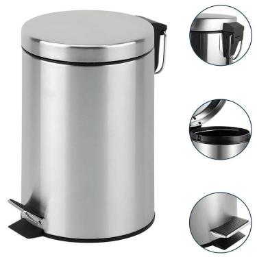 Imagem de Lixeira Inox Redonda Multiuso 12 Litros - Design Moderno e Durável