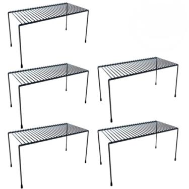 Imagem de Kit 5 Organizadores de Armário Médio Cozinha Multiuso Pratos(Preto)