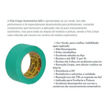 Imagem de Fita Crepe Automotiva Funilaria e Pintura Adere Verde Fosco 45x50mm - 