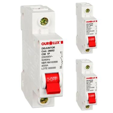 Imagem de 2 Disjuntor Monopolar 50 Amperes Curva C Ourolux