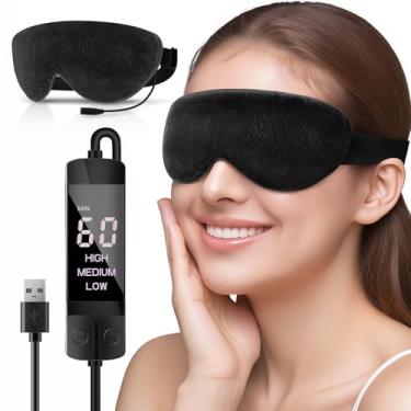Imagem de Máscara para os olhos aquecida, almofada de aquecimento de olhos elétrica USB lavável com controle de temperatura e temporizador, compressa quente para olhos secos, blefarte, sinusite, estilhaço,