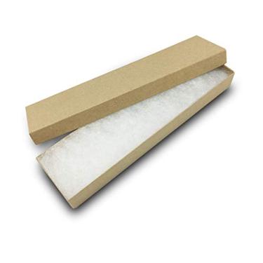 Imagem de TheDisplayGuys – Pacote com 25 caixas de joias de papel de papelão preenchidas com algodão #82 – Marrom kraft (20 x 5 x 2,5 cm) - para envio ou armazenamento