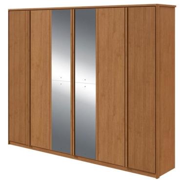 Imagem de Guarda Roupa Casal Ollie 6 Portas Amêndoa Clean Flex Com Espelho – Lopas