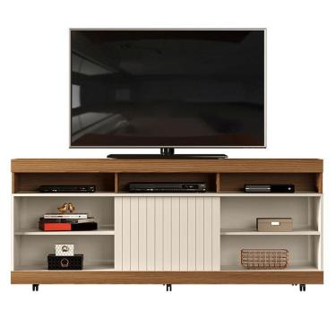 Imagem de Rack Para Sala Lev 160 Carvalho Nobre Off White – Dj Móveis