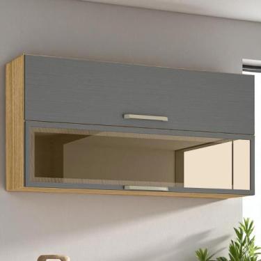 Imagem de Armário 2 Basculante c/ vidro 120 cm Ametista Freijó Gris - Kits Paran