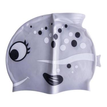 Imagem de Touca de natação infantil peixinho silicone cinza mb - MBFIT