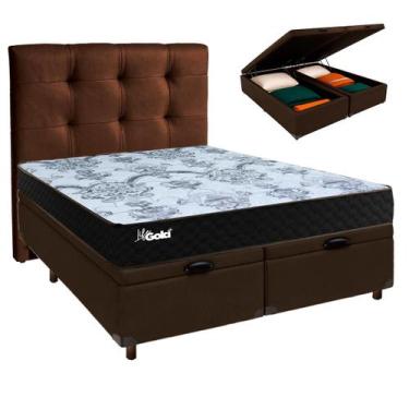 Imagem de Cama Box Bau + Colchão Casal Molas Ensacadas Life Gold Paropas + Cabec