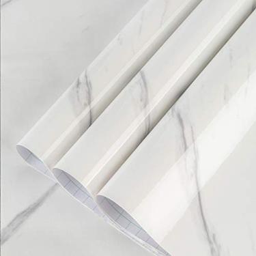 Imagem de BAYYA Papel de parede de mármore branco, papel de contato, bancada, granito branco, banheiro, cozinha, papel de mármore, autoadesivo, vinil, bancada, adesivo, impermeável, decorativo, móveis, adesivos