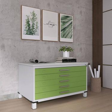 Imagem de Mapoteca Mont 5 Gavetas 71,3cm X 120,4cm Aço Cinza/Verde Miró