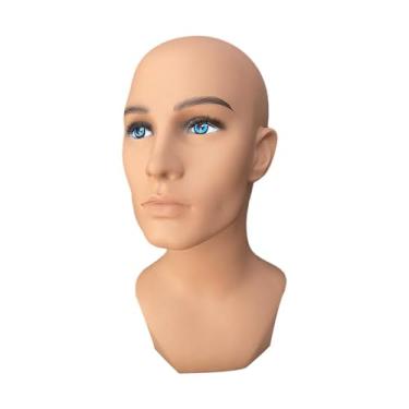 Imagem de Ysyqkn Suporte de Exibição de Cabeça de Manequim Masculino, Suporte de Exibição de Chapéu Profissional Multifuncional de PVC Resistente, Suporte de Peruca Pa
