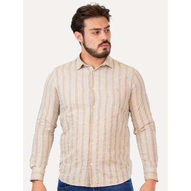 Imagem de Camisa Reserva Masculina Listras Kame Melange Cáqui-Masculino