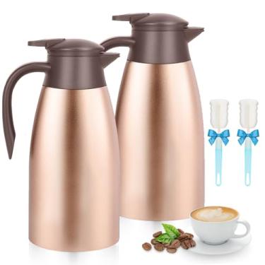 Imagem de Garrafa térmica de café de 1,927 g, pacote com 2 urnas de café isoladas com airpot de aço inoxidável, dispensador térmico a vácuo para café, água quente, chá, bebidas quentes – Mantenha 12 horas