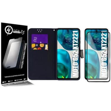 Imagem de Capa Carteira + Pelicula De Vidro 3D compativel Moto G52 XT2221 6.6 - 