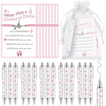 Imagem de EYNDYN 24 conjuntos de canetas de dança a granel para adultos, pulseiras de dança com bolsas de organza, cartão de informações para competição de dança, time, formatura, festa, berloque, lembrancinha
