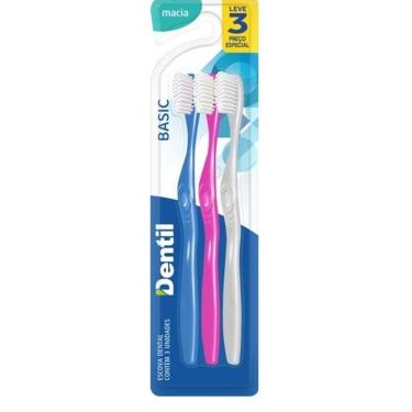 Imagem de Escova Dental Dentil Basic Cerdas Macias diversas Pack 3 Un