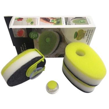 Imagem de Jogo 3 Esponjas Suporte com Ventosa Dispenser Sabão Líquido