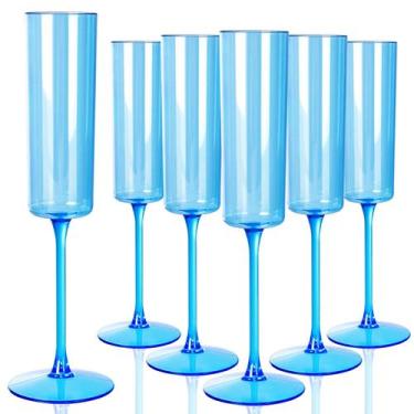 Imagem de Taças de champanhe YOUBET Blue Plastic 180 ml (pacote de 24)