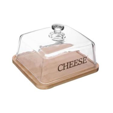Imagem de Queijeira 21cm de vidro com base de Bambu Basic Wolff -21314