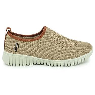 Imagem de Tênis Usaflex Feminino Slip On Tricot Camel Ae2208001-34