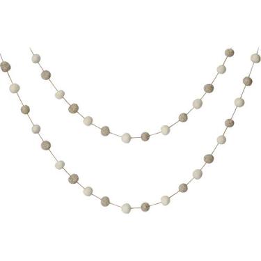 Imagem de De Kulture Guirlanda de pompom de feltro feito à mão (marrom e branco)
