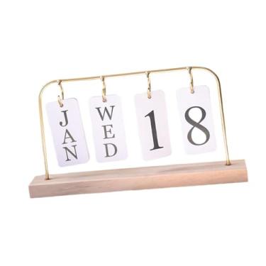 Imagem de oshhni Calendário de madeira dobrável, mês, dia, exibição, mesa, calendário de pé, fotografia, acessórios para mesa, Ouro
