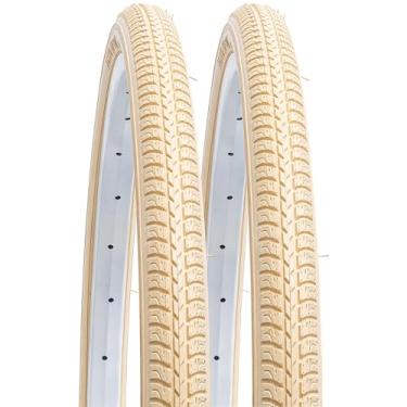 Imagem de YUNSCM 2 peças 26x1 3/8 (37-590) pneus de bicicleta bege compatíveis com pneus de bicicleta de estrada 26 x 1 3/8 26x1 3-8 (Y-1072)