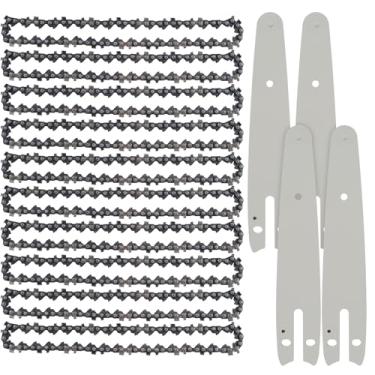 Imagem de 10 peças de mini motosserra de 15 cm correntes de substituição de carboneto para mini motosserra elétrica portátil sem fio resistente ao desgaste barra guia resistente ao desgaste carpinteiro