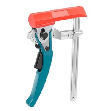 Imagem de Braçadeira de trilho catraca, grampos de serra de metal braçadeira de trilho de guia, braçadeira de ranhura em T de liberação rápida, braçadeira de mesa de catraca de ajuste multi-ângulo, grampos de