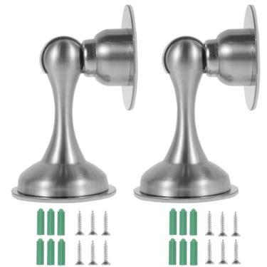 Imagem de 2 peças de batente magnético de porta, trava magnética de aço inoxidável, suporte de batente de porta à prova de ferrugem para manter a porta aberta na parede e no chão, adesivo/parafuso para montagem