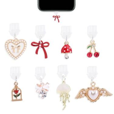 Imagem de 8un Pendente de um Tampão Pó Lindo Compatíveis com Kindle e Telefone e Dispositivos Eletrónicos Porta Tipo C, Pingente Plugues Poeira Divertido(Combo 1)