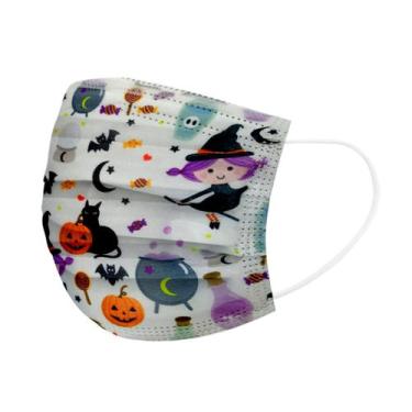 Imagem de Máscara facial infantil de três camadas de proteção descartável com im