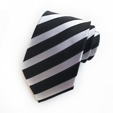Imagem de Nova gravata de gravata listrada clássica masculina, A068 - HUOGUO