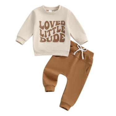 Imagem de Conjunto de roupas WZTYYDS Baby Boy Funny Letter, moletom e calças