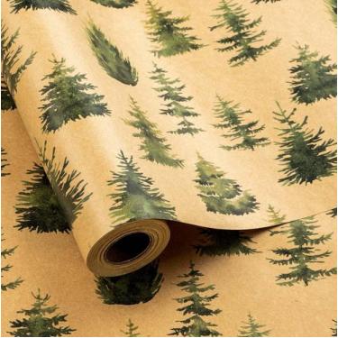 Imagem de Embrulho de presente Retrify Kraft Paper Roll 43x10 m Árvores de Natal