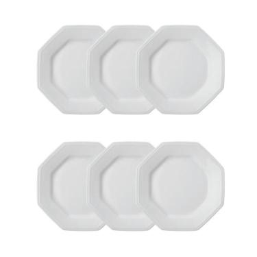 Imagem de Jogo 6 Pratos de Sobremesa Prisma Brancos 20,5 cm Porcelana Schmidt