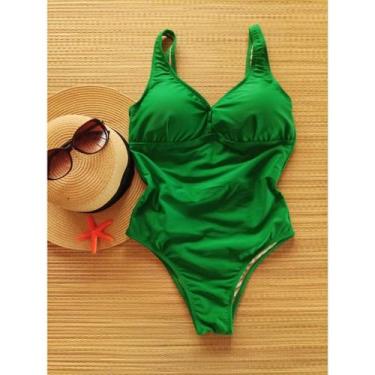 Imagem de Maiô Plus Size Hidroginástica Sustentação Alças Largas Bojo Removível 