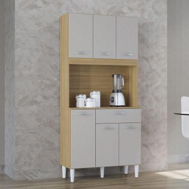 Imagem de Cozinha Compacta Cassia 6 Portas 1 Gaveta Poquema Damasco/off White