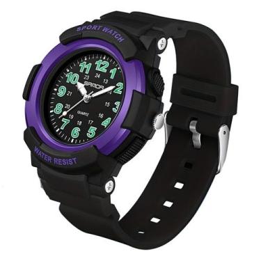 Imagem de Relógio de Quartzo sandaVisor Analógico Minimalista, Preto roxo