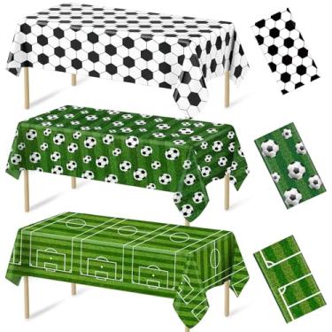 Imagem de Jaciya Pacote com 3 toalhas de mesa de futebol para decoração de festa de aniversário, eventos temáticos e encontros divertidos