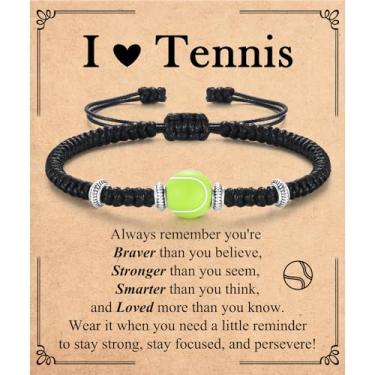 Imagem de JEIKTO Pulseira de futebol de vôlei, beisebol, tênis, basquete, futebol, presentes para meninos e meninas como Natal, Dia dos Namorados, Páscoa, aniversário, presentes de formatura, Couro, Sem Pedra