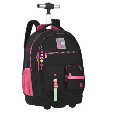 Imagem de Mochila Carrinho Youtuber Luluca Escolar Juvenil Clio Oficial Rosa ou 