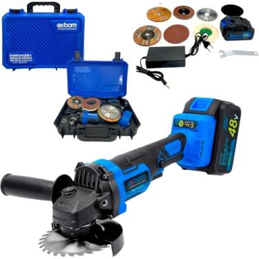 Imagem de Esmerilhadeira Lixadeira Angular Recarregável 48V com 2 Baterias, Potência Profissional e Alta Eficiência