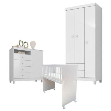 Imagem de Quarto Bebê 3 Portas Ternura Baby E Mini Berço Moisés Alegria Com Colchão - Incorplac