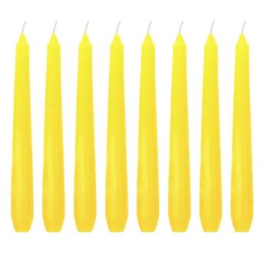 Imagem de Kit 10 Velas Castiçal Amarelo Lisa 20 Cm Castiçal Candelabro